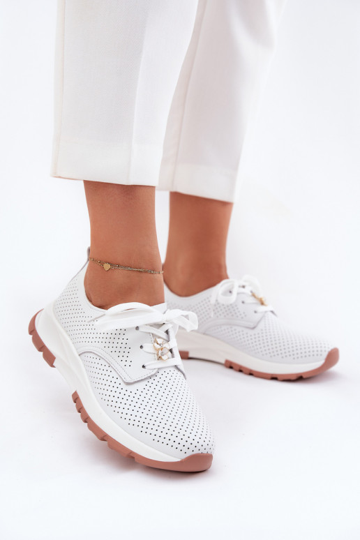 Leather Ladies Brogues With A Clip Artiker 54C1810 White Leather Ladies Brogues With A Clip Artiker 54C1810 White