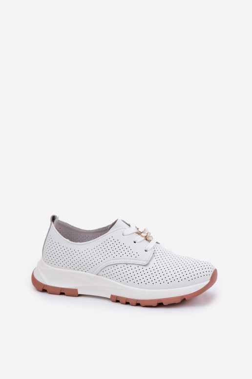 Leather Ladies Brogues With A Clip Artiker 54C1810 White Leather Ladies Brogues With A Clip Artiker 54C1810 White