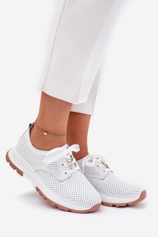 Leather Ladies Brogues With A Clip Artiker 54C1810 White Leather Ladies Brogues With A Clip Artiker 54C1810 White