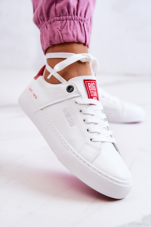 Leather Sneakers Big Star JJ274212 White and Red