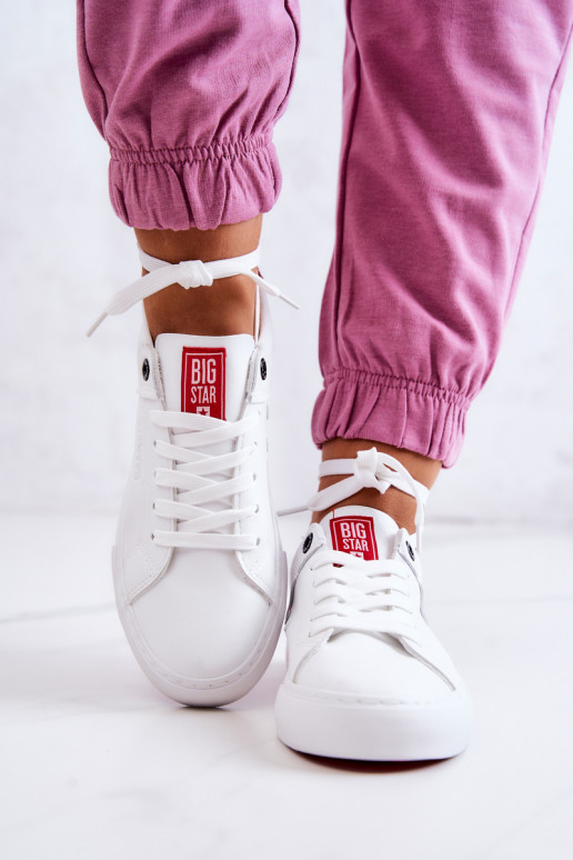 Leather Sneakers Big Star JJ274212 White and Red