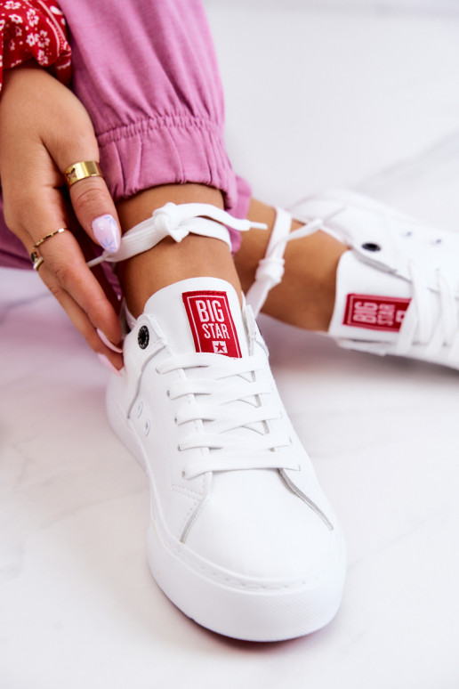 Leather Sneakers Big Star JJ274212 White and Red
