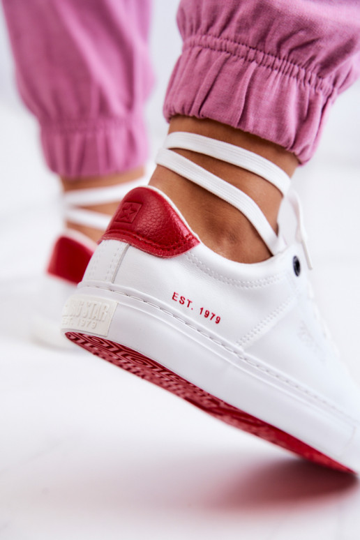 Leather Sneakers Big Star JJ274212 White and Red