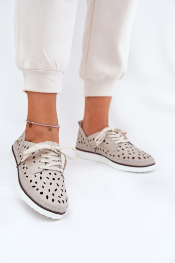 Ladies Leather Shoes S.Barski LR51-610 Beige