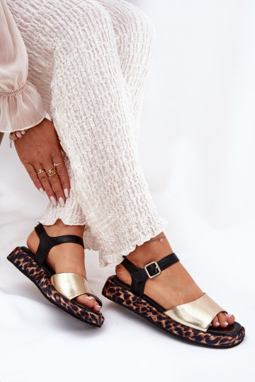 Leather Elegant Women's Sandals S.Barski GR51-603 Gold