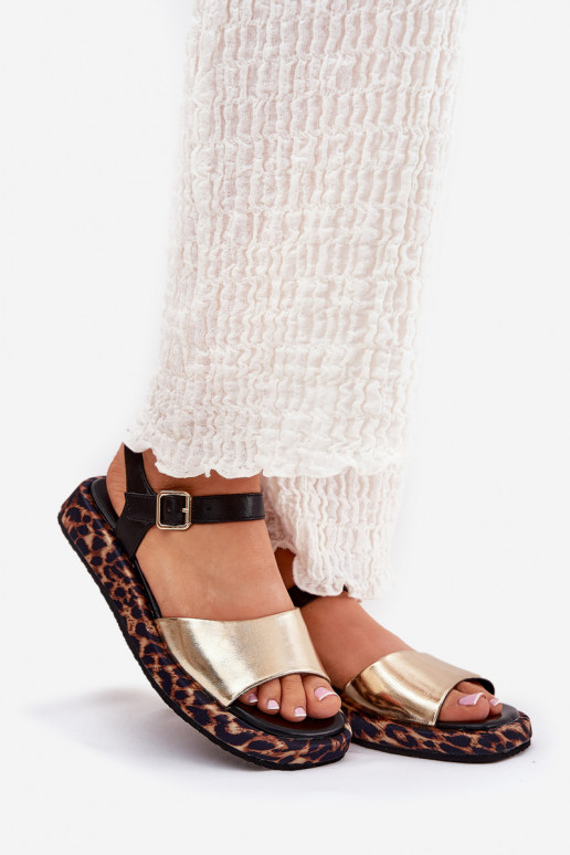 Leather Elegant Women's Sandals S.Barski GR51-603 Gold Leather Elegant Women's Sandals S.Barski GR51-603 Gold