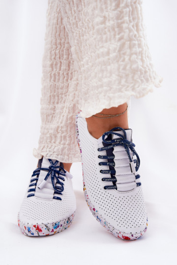 Leather Brogues On Patterned Platform Artiker 52C1713 White-Navy 2