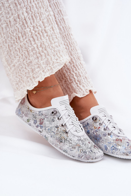 Ladies Leather Shoes Made Of Natural Leather Patterned Artiker 56C2688 White