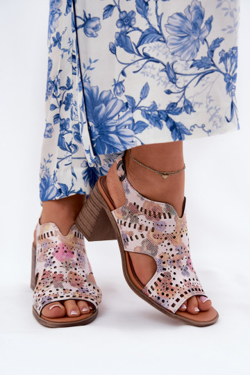 Cutout Women's Sandals On Heel Multicolor Tosine 2