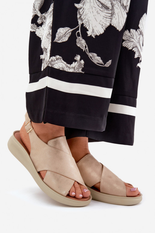 Women's Sandals Made Of Eco Leather Gold Tosmelia Women's Sandals Made Of Eco Leather Gold Tosmelia