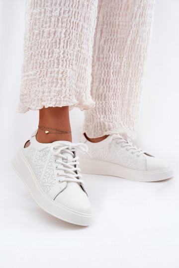 Women's Leather Sneakers On Platform Vinceza 88018 White 2