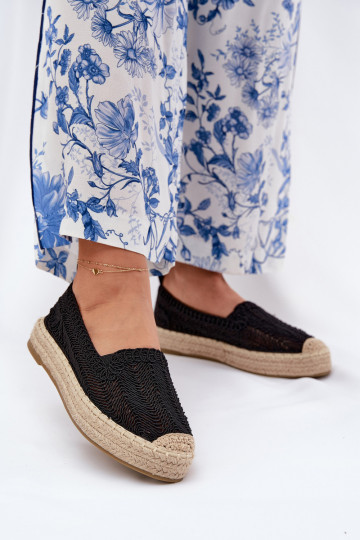 Ladies Platform Espadrilles Vinceza 17392 Black