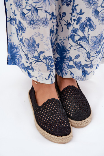 Espadryle Damskie Z Plecionką Vinceza 13625 Czarne 2