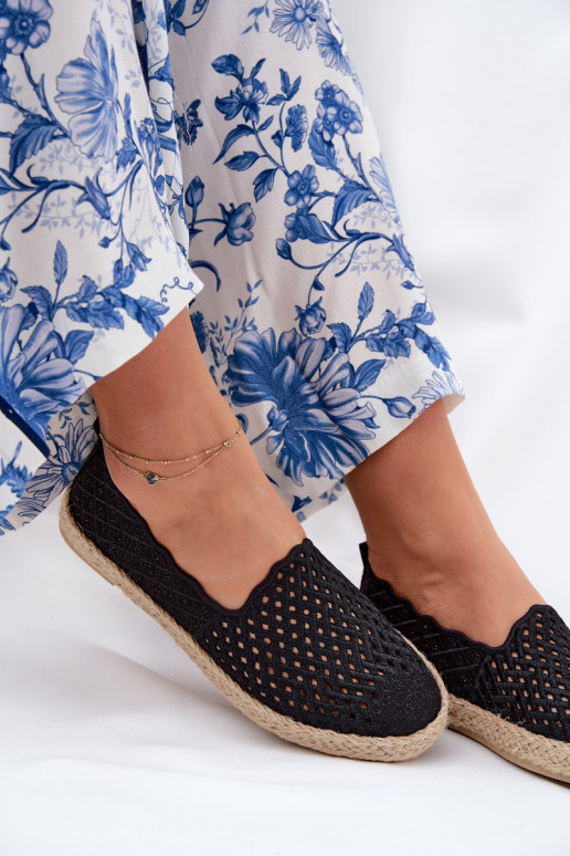 Women Espadrilles With Braiding Vinceza 13625 Black