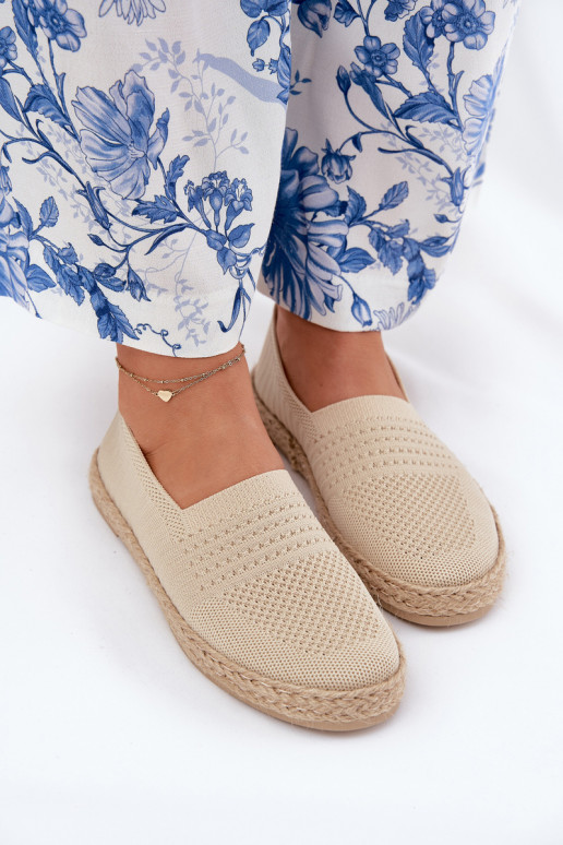 Ladies Espadrilles With Weaving Vinceza 13624 Beige