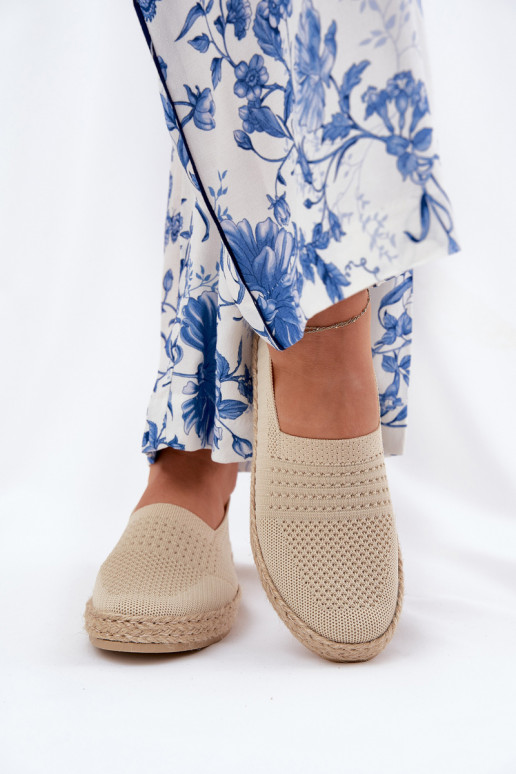 Ladies Espadrilles With Weaving Vinceza 13624 Beige