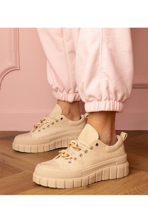 Beżowe damskie trampki sportowe Kesium