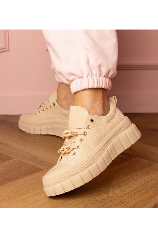 Beżowe damskie trampki sportowe Kesium
