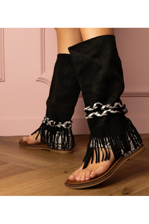 Czarne damskie sandały  z wysoka...