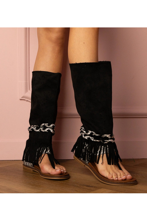 Czarne damskie sandały  z wysoka...