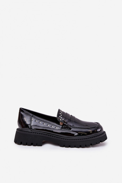 Ladies Patent Moccasins With Decoration Black Nallae Ladies Patent Moccasins With Decoration Black Nallae