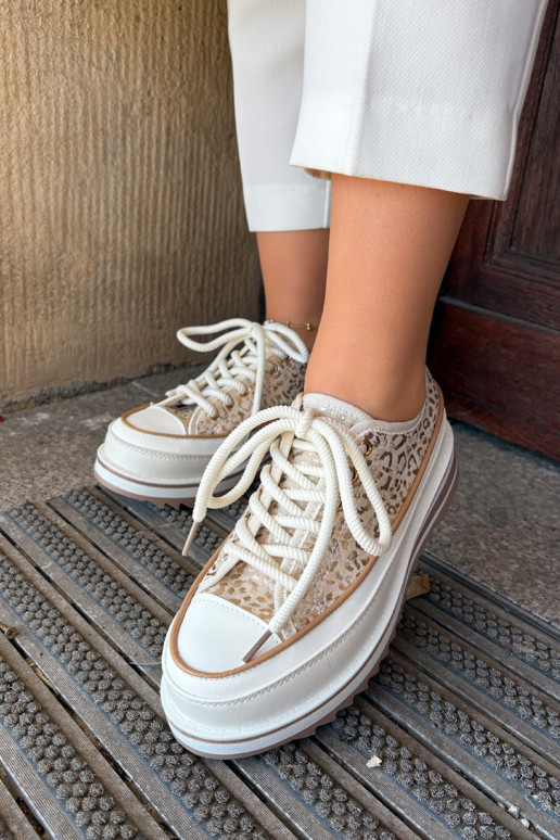 Womens Sneakers On Massive Platform S.Barski BF51-101 Beige Womens Sneakers On Massive Platform S.Barski BF51-101 Beige