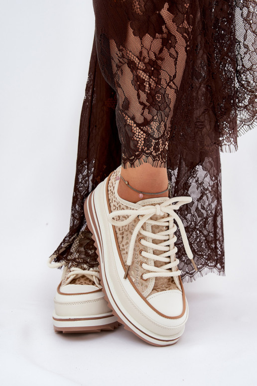 Womens Sneakers On Massive Platform S.Barski BF51-101 Beige Womens Sneakers On Massive Platform S.Barski BF51-101 Beige