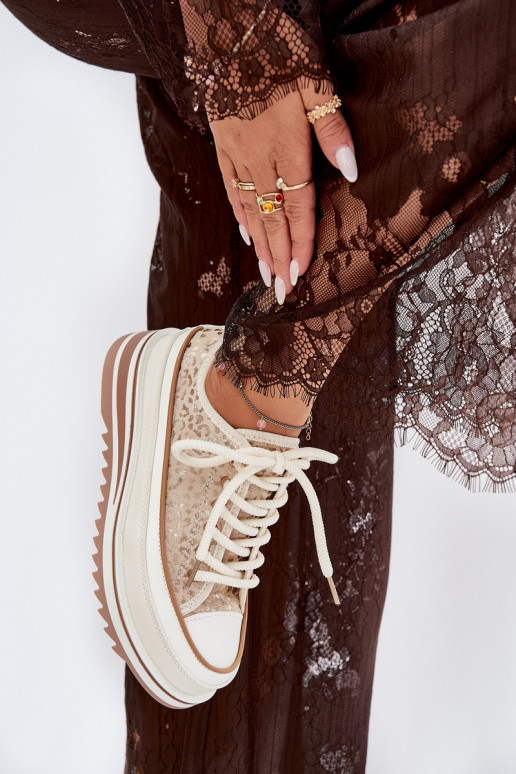 Womens Sneakers On Massive Platform S.Barski BF51-101 Beige Womens Sneakers On Massive Platform S.Barski BF51-101 Beige