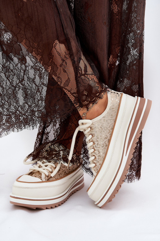 Womens Sneakers On Massive Platform S.Barski BF51-101 Beige Womens Sneakers On Massive Platform S.Barski BF51-101 Beige