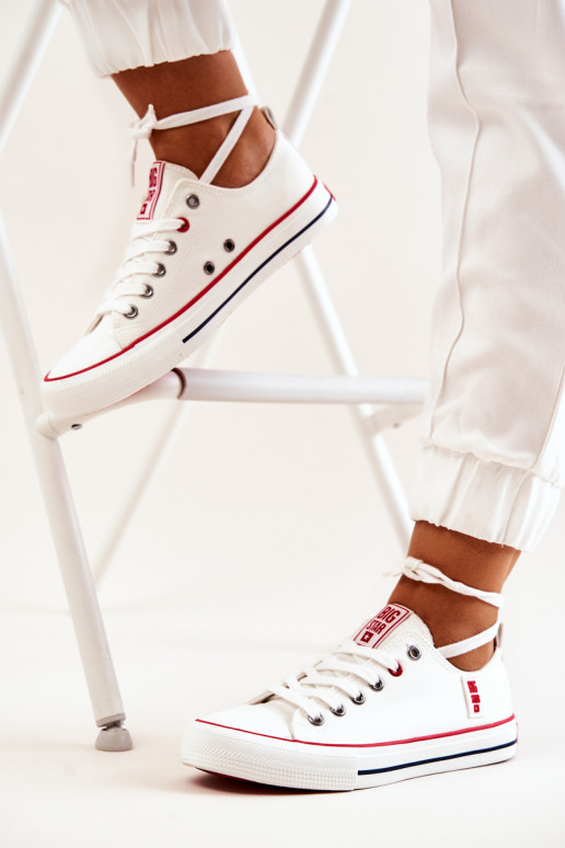 Damskie Materiałowe Trampki BIG STAR JJ274123 Białe Damskie Materiałowe Trampki BIG STAR JJ274123 Białe