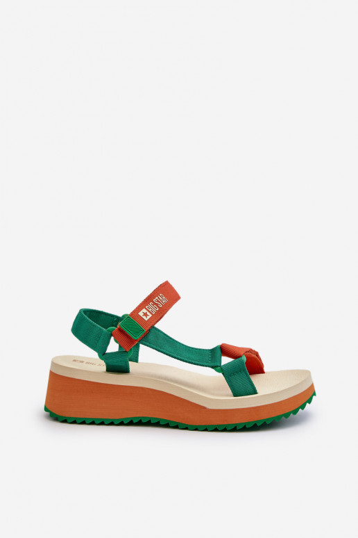 Women's Platform and Wedge Sandals Big Star NN274A053 Green-Orange Women's Platform and Wedge Sandals Big Star NN274A053 Green-Orange
