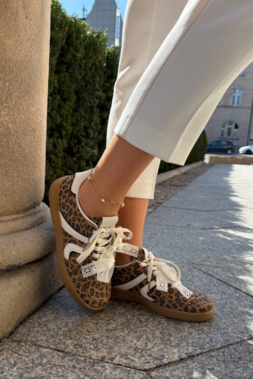 Low Women's Sneakers With Lace Leopard Brown Zielle Low Women's Sneakers With Lace Leopard Brown Zielle