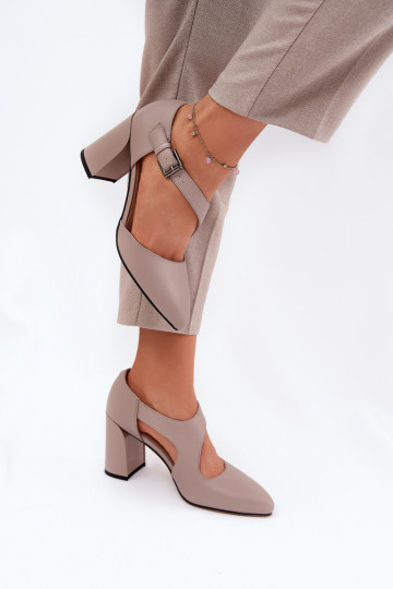 Leather Heels With Buckle Vinceza 91133 Grey 2
