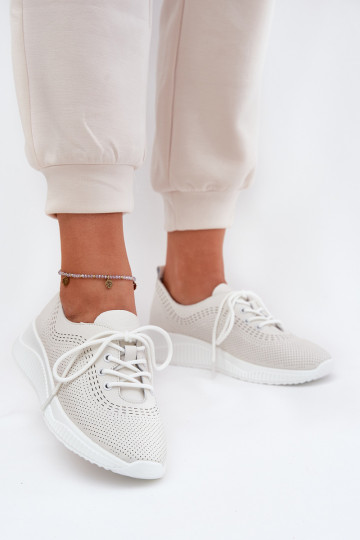 Skórzane Buty Sportowe Damskie Vinceza 41472 Białe 2