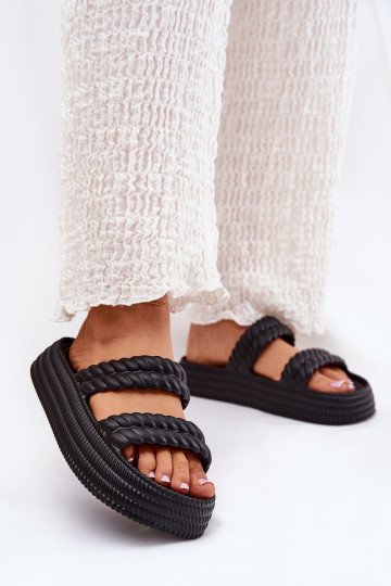 Foam Lightweight Women's Slippers On Platform S.Barski ZK51-001 Black