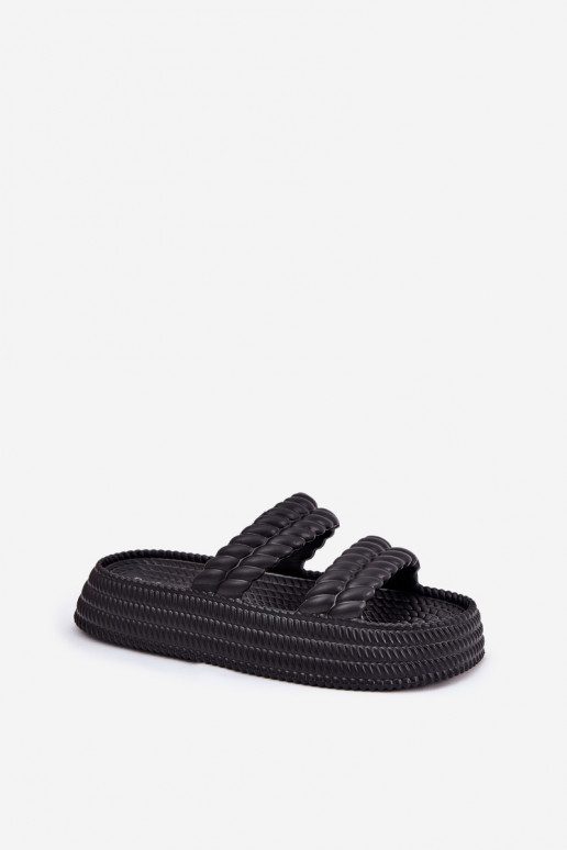 Foam Lightweight Women's Slippers On Platform S.Barski ZK51-001 Black Foam Lightweight Women's Slippers On Platform S.Barski ZK51-001 Black