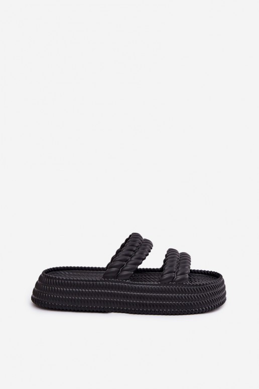 Foam Lightweight Women's Slippers On Platform S.Barski ZK51-001 Black Foam Lightweight Women's Slippers On Platform S.Barski ZK51-001 Black