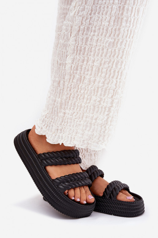 Foam Lightweight Women's Slippers On Platform S.Barski ZK51-001 Black Foam Lightweight Women's Slippers On Platform S.Barski ZK51-001 Black