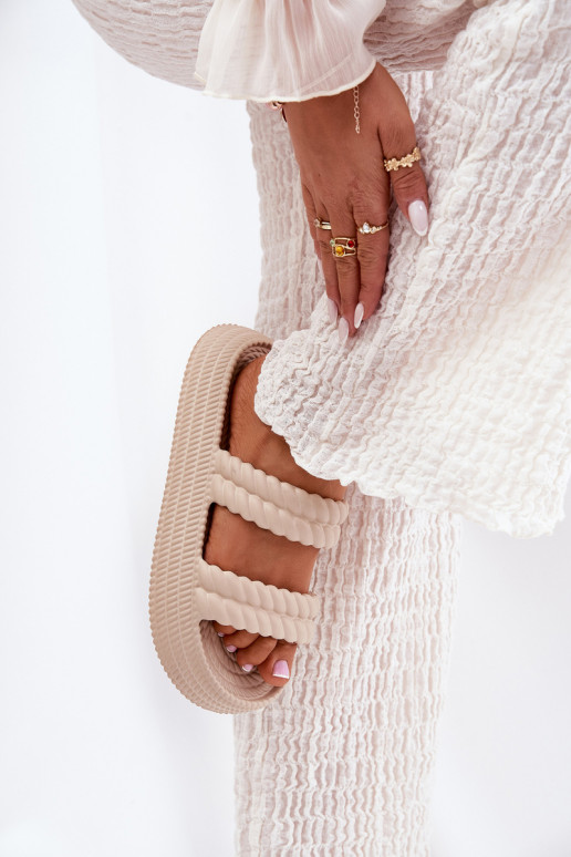 Foam Lightweight Women's Slippers On Platform S.Barski ZK51-001 Beige Foam Lightweight Women's Slippers On Platform S.Barski ZK51-001 Beige