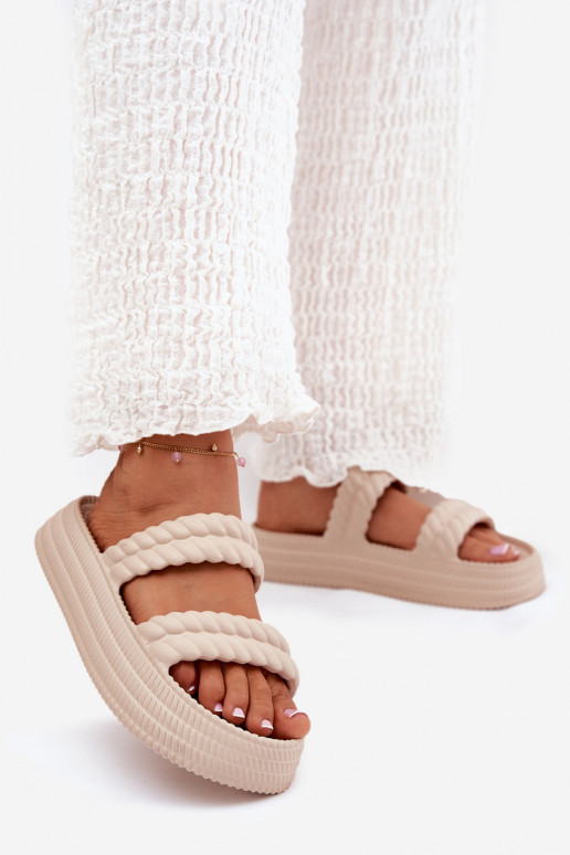 Foam Lightweight Women's Slippers On Platform S.Barski ZK51-001 Beige Foam Lightweight Women's Slippers On Platform S.Barski ZK51-001 Beige