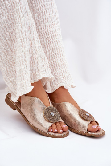 Shimmering Women's Sandals With Decorative Detail S.Barski KV51-012 Rose Gold