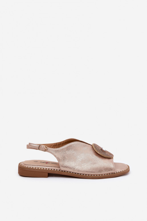 Shimmering Women's Sandals With Decorative Detail S.Barski KV51-012 Rose Gold Shimmering Women's Sandals With Decorative Detail S.Barski KV51-012 Rose Gold