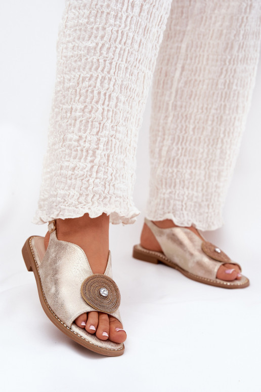 Shimmering Women's Sandals With Decorative Detail S.Barski KV51-012 Gold