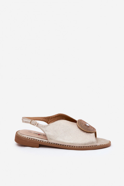 Shimmering Women's Sandals With Decorative Detail S.Barski KV51-012 Gold