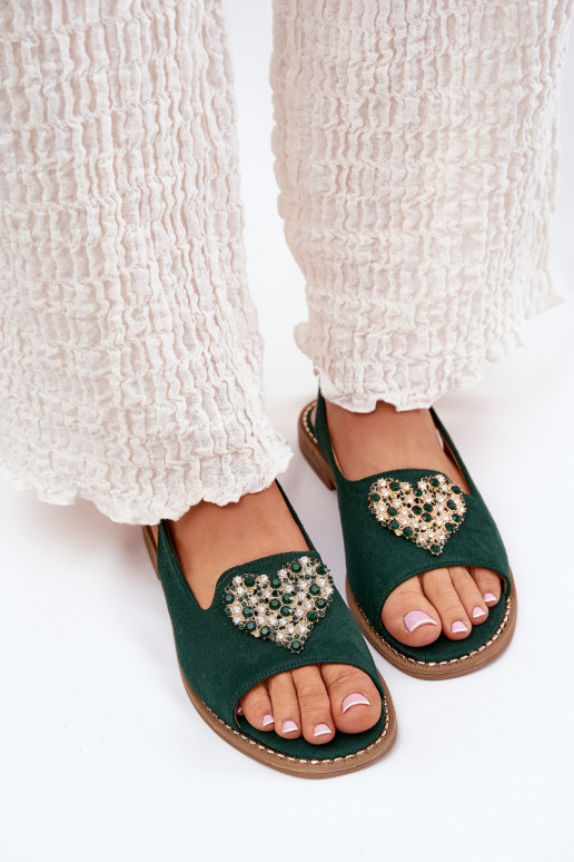 Women's sandals with gold decoration eco suede S.Barski KV27-059 brown Women's sandals with gold decoration eco suede S.Barski KV27-059 brown