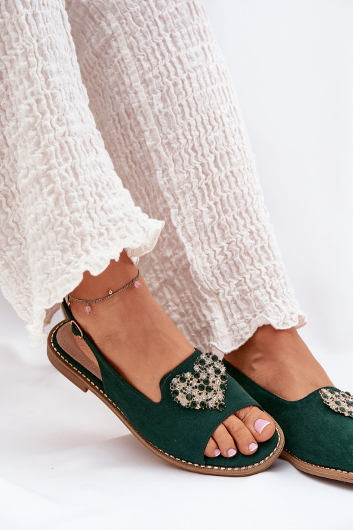 Women's sandals with gold decoration eco suede S.Barski KV27-059 brown Women's sandals with gold decoration eco suede S.Barski KV27-059 brown