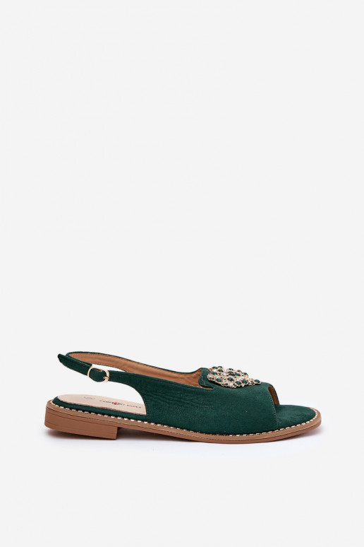 Sandały Damskie Z Ozdobnym Sercem S.Barski KV27-018 Zielone
