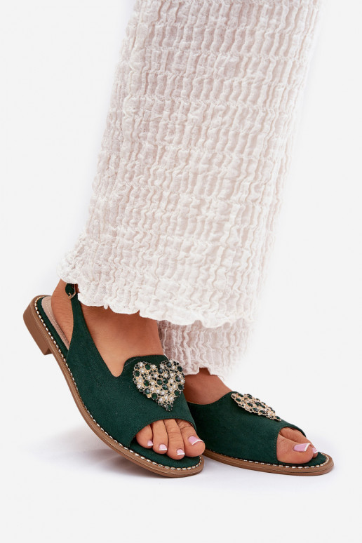 Women's sandals with gold decoration eco suede S.Barski KV27-059 brown Women's sandals with gold decoration eco suede S.Barski KV27-059 brown