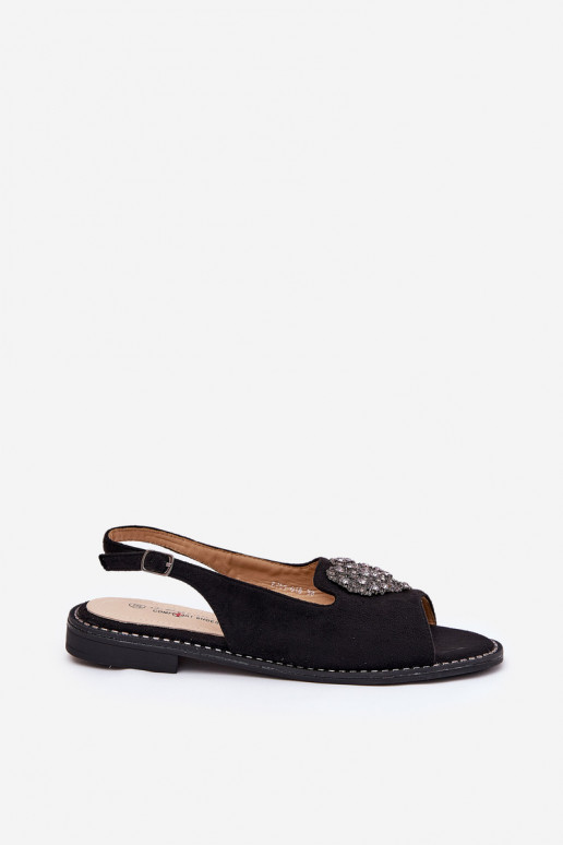 Women's Sandals With Decorative Heart S.Barski KV27-018 Black Women's Sandals With Decorative Heart S.Barski KV27-018 Black