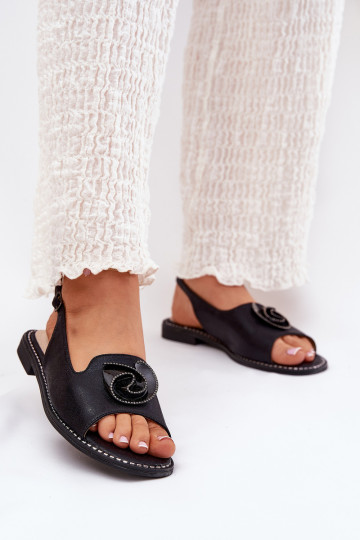 Shiny Women's Sandals With Decoration S.Barski KV51-006 Black 2